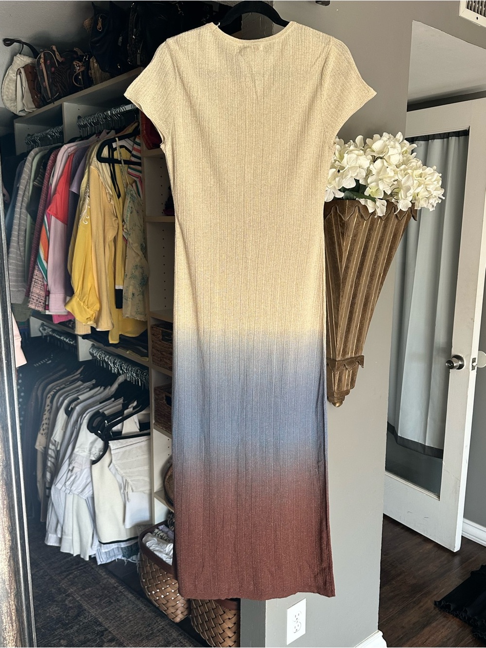 NWT House of Harlow Ombré Knit Maxi Dress in Cream, Blue & Brown - Picture 6 of 6